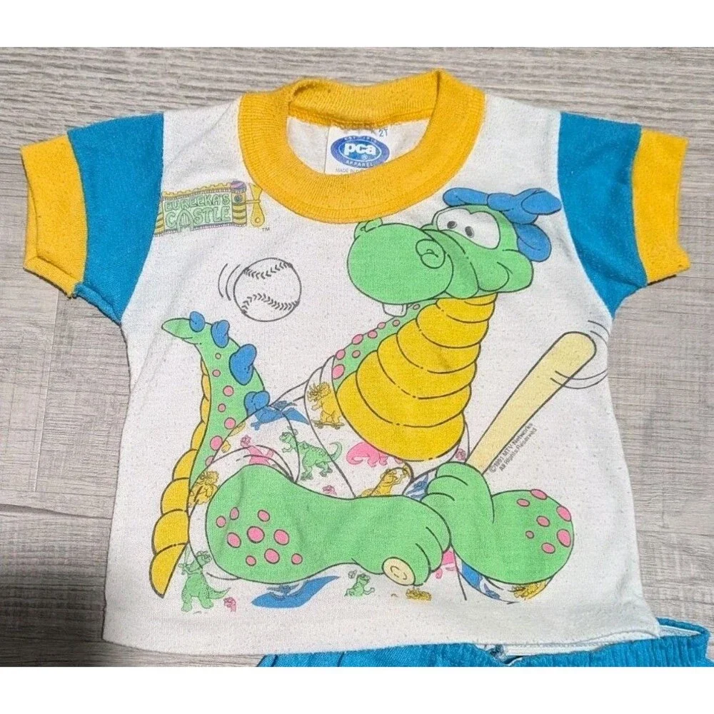Eureeka's Castle Dragon Pajamas Set Vintage MTV 1991 Baseball Sz 2T READ